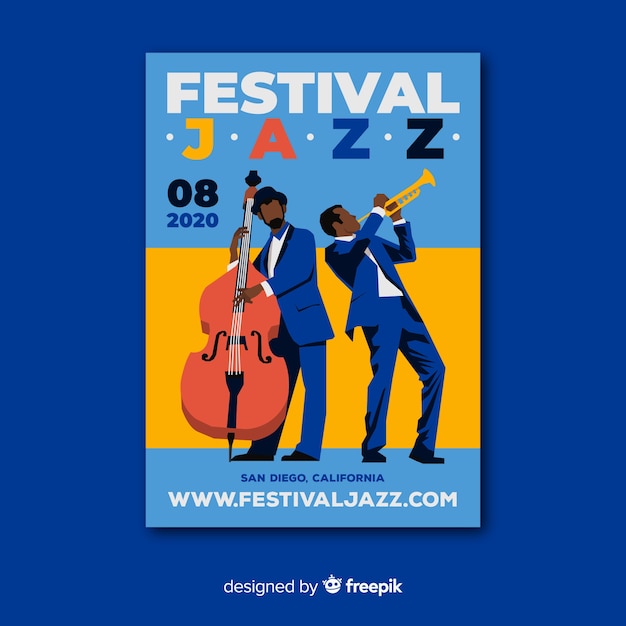 Free vector abstract jazz music poster template