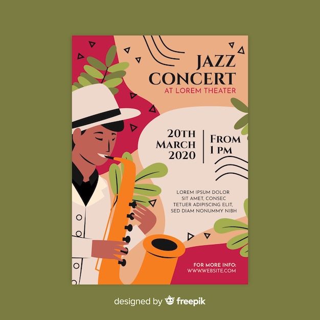 Abstract jazz music poster template