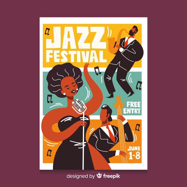 Abstract jazz music poster template