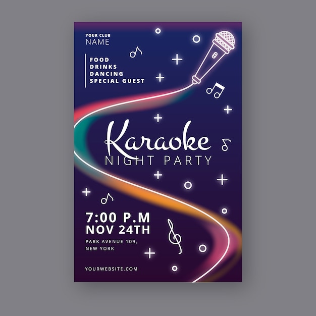 Free vector abstract karaoke night party poster template