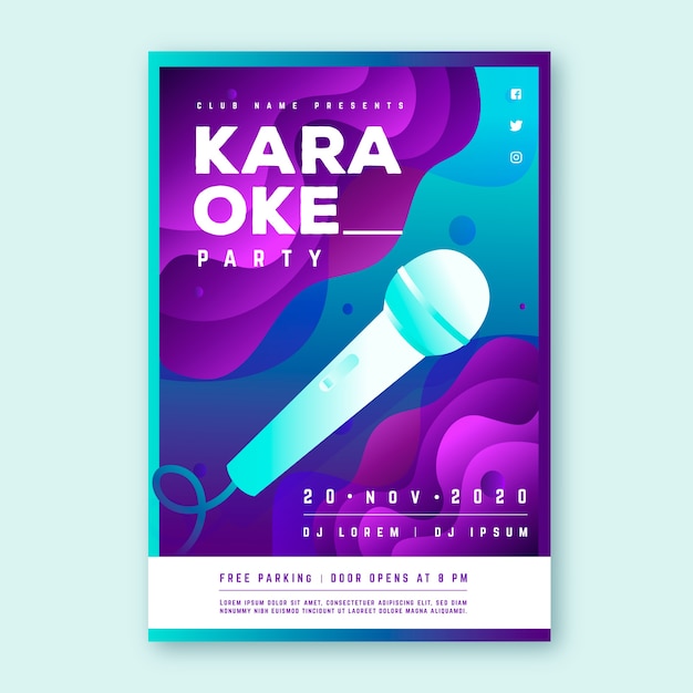 Abstract karaoke party poster template