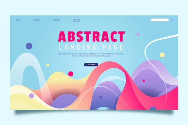 Abstract landing page template with dynamic shapes