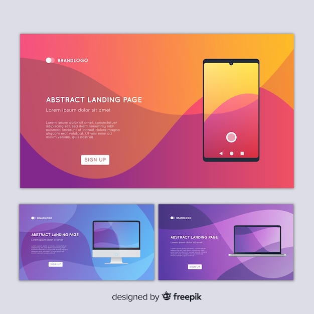 Abstract landing page with devices