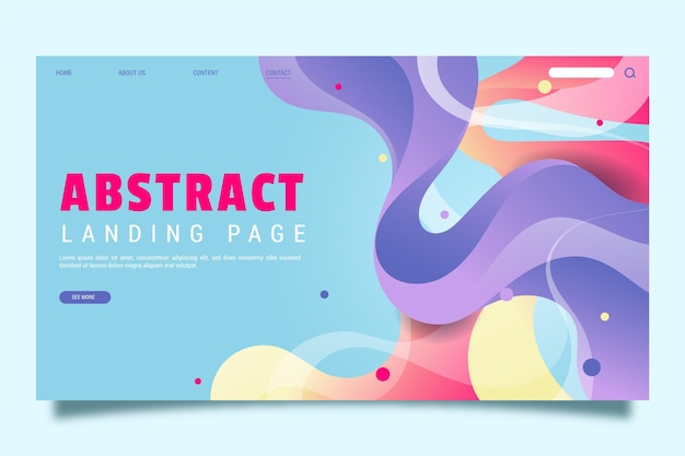 Abstract landing page with dynamic shapes