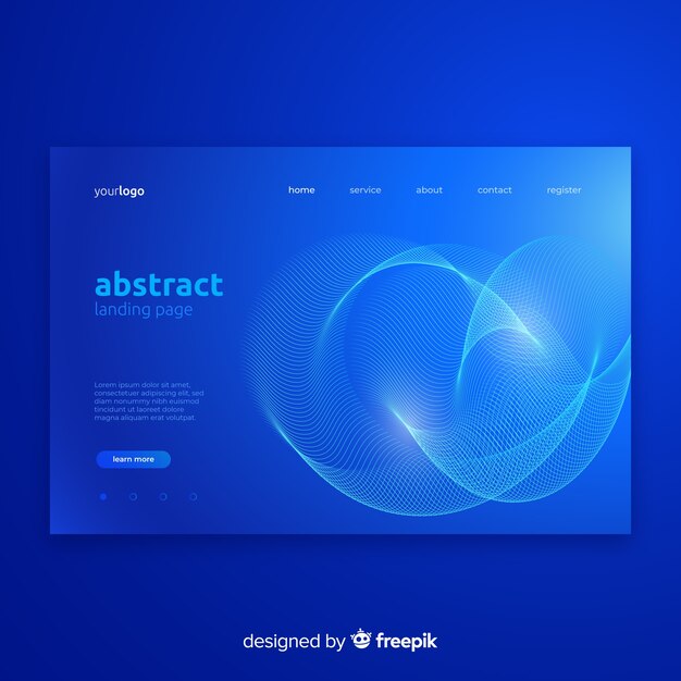 Abstract landing page with lineal shapes