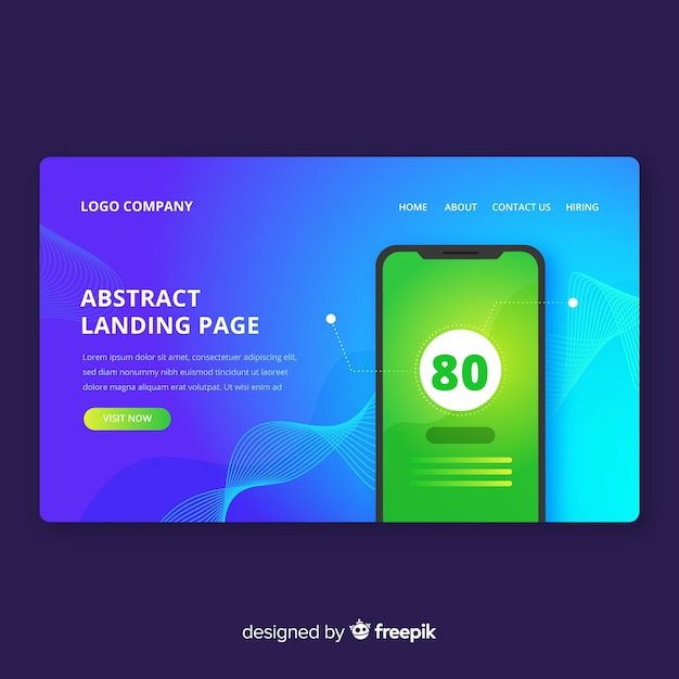 Abstract landing page with smartphone