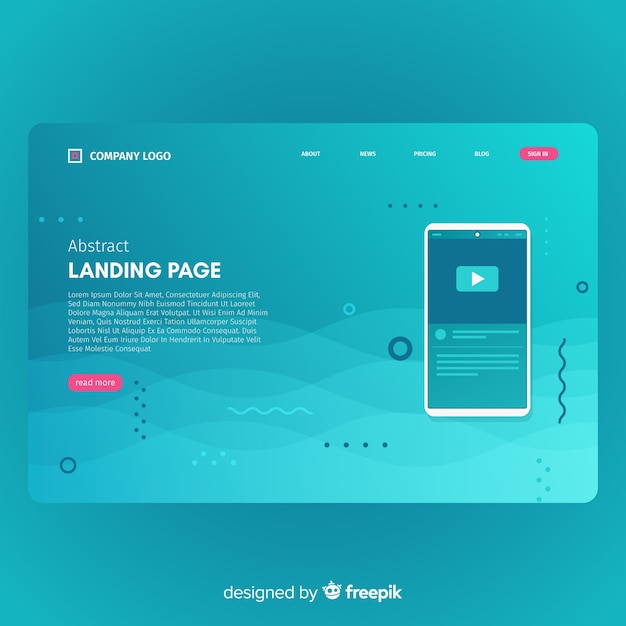 Abstract landing page with smartphone