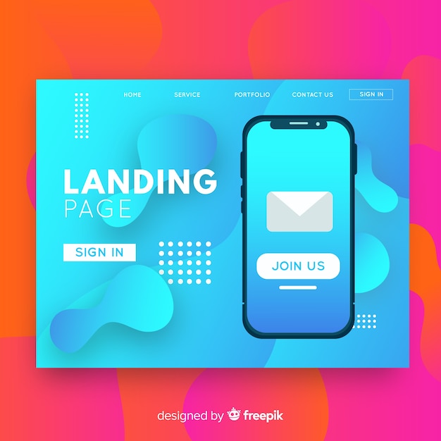 Abstract landing page with smartphone
