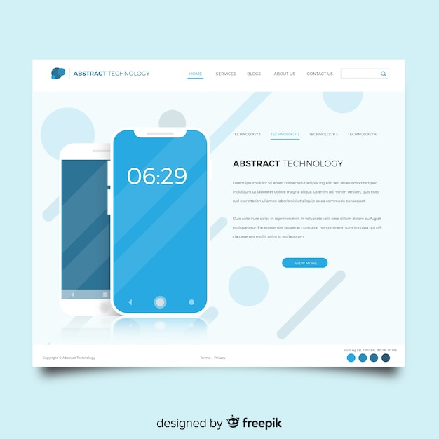 Abstract landing page with technology devices