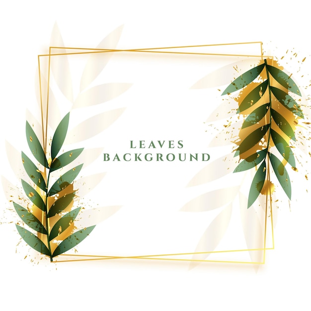 Abstract leaves background with golden frame