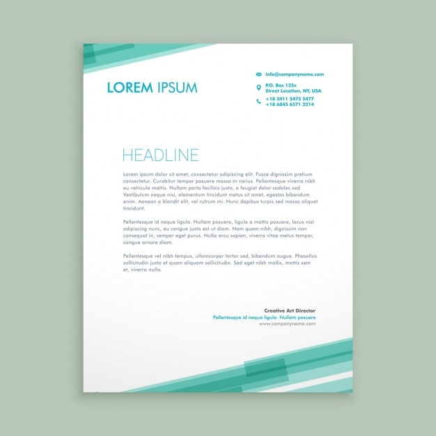 Abstract letterhead template with green lines