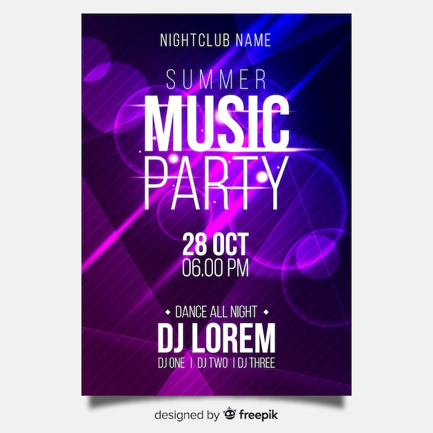 Abstract light effect music poster template