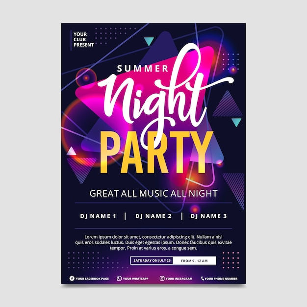 Abstract light effect music poster template