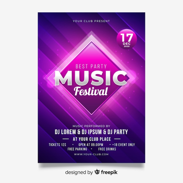 Abstract light effect music poster template