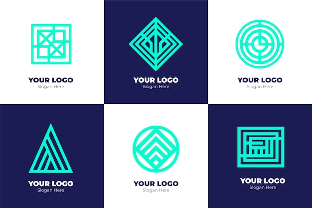 Free vector abstract lineal logo collection