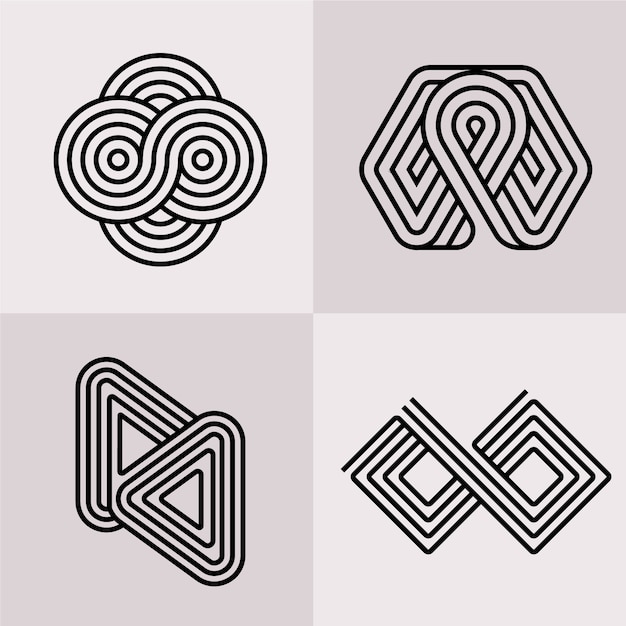 Бесплатное векторное изображение Коллекция абстрактных линейных логотипов