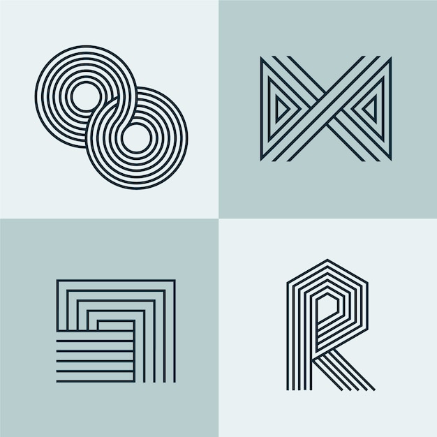 Бесплатное векторное изображение Коллекция абстрактных линейных логотипов
