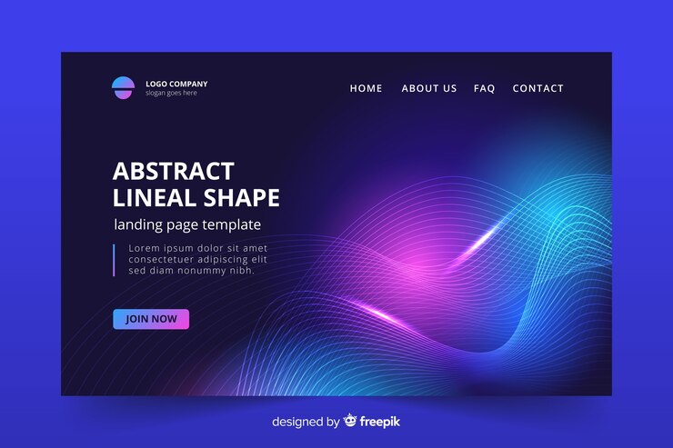 Free Vector abstract lineal shape landing page template