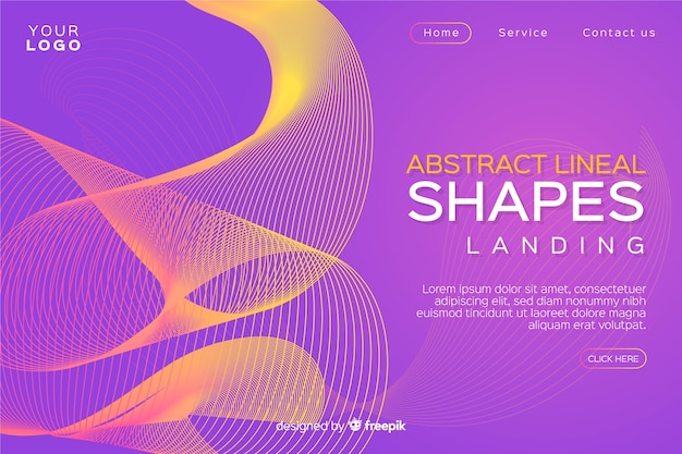 Free vector abstract lineal shapes landing page template