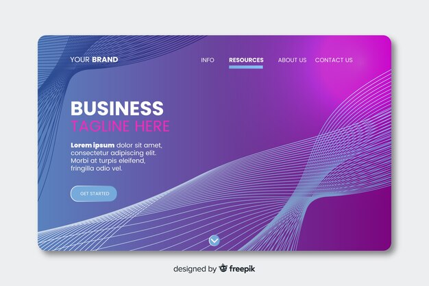 Abstract lineal shapes landing page template