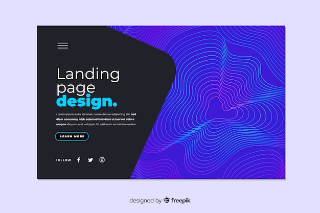 Free vector abstract lineal shapes landing page template