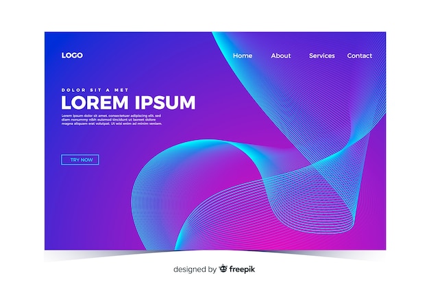 Abstract lineal shapes landing page template
