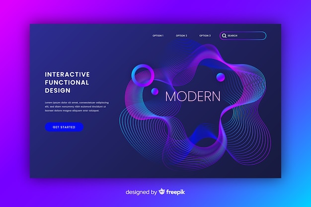 Free vector abstract lineal shapes landing page template