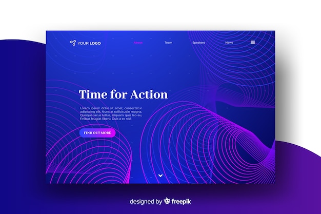 Abstract lineal shapes landing page template