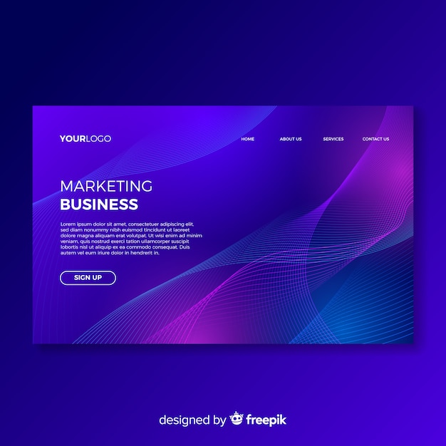 Abstract lineal shapes landing page template