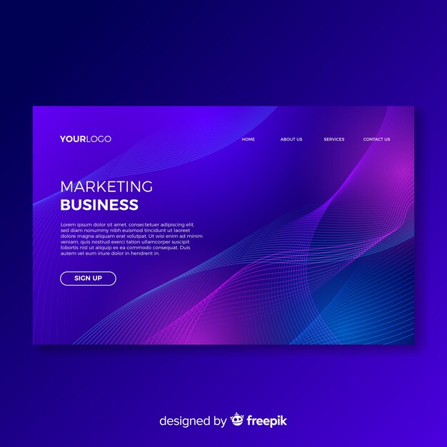 Abstract lineal shapes landing page template