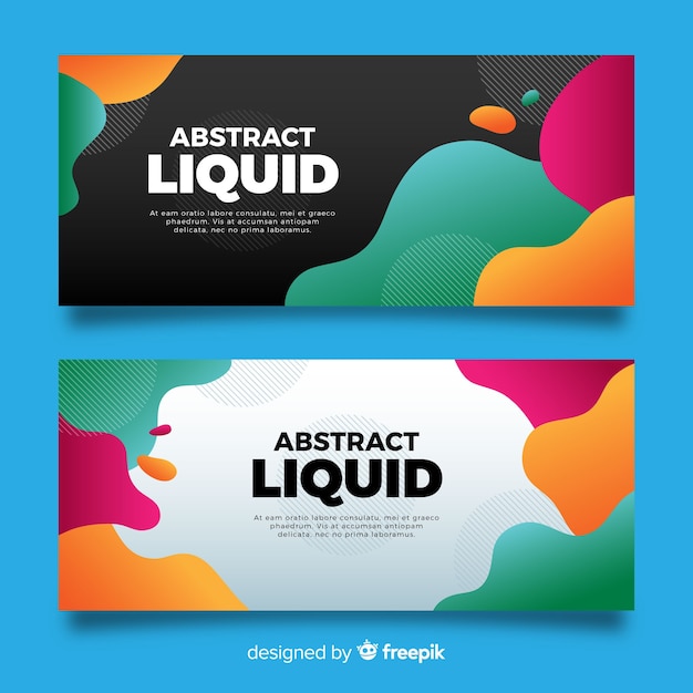 Abstrakte, farbige Fluid-Banner-Vorlage. Modernes Hintergrunddesign.  Farbverlauf-Farbe.: Stock-Vektorgrafik (Lizenzfrei) 2228415159