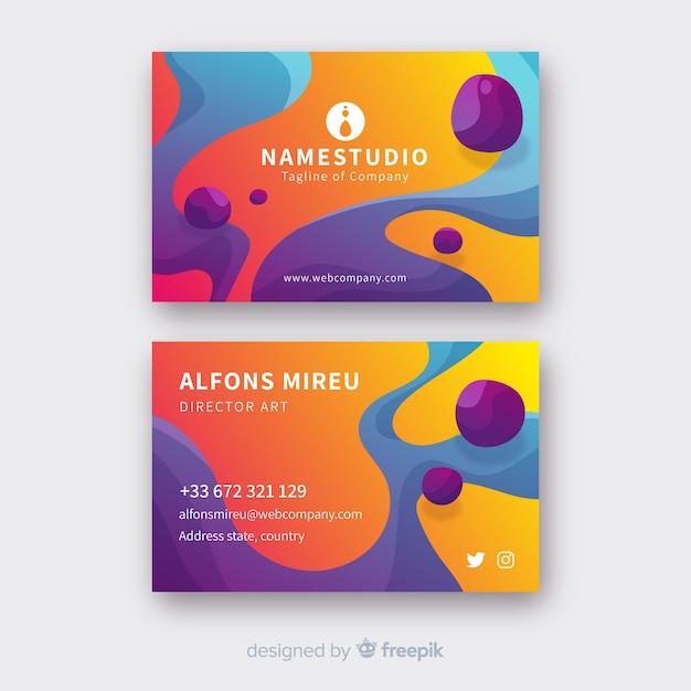 Free vector abstract liquid business card template