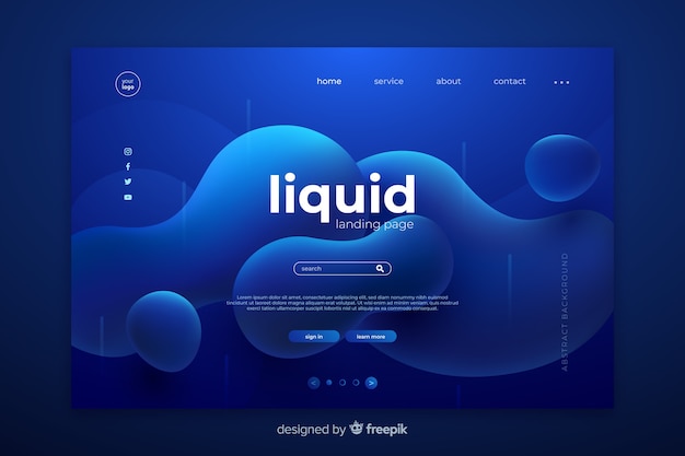 Abstract liquid effect landing page template