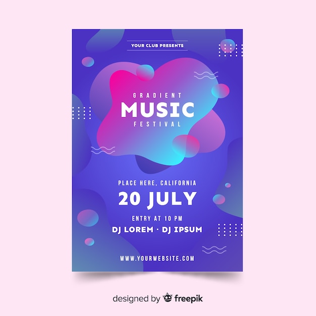 Abstract liquid effect music festival poster template