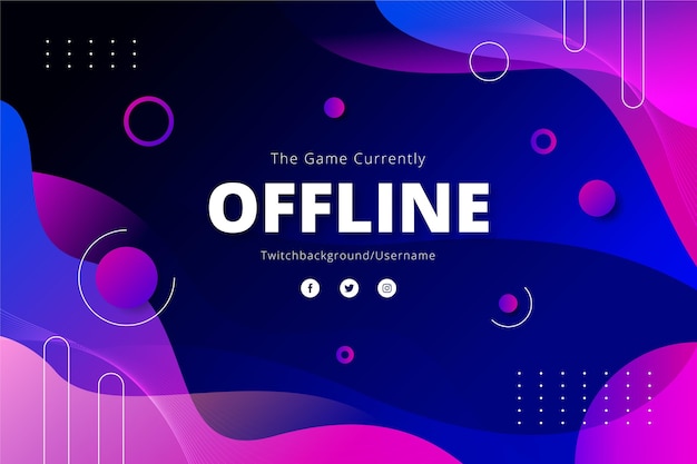 Vettore gratuito insegna offline di twitch di effetto liquido astratto