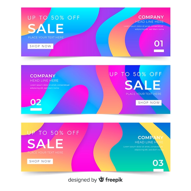 Abstract liquid effect sale banners