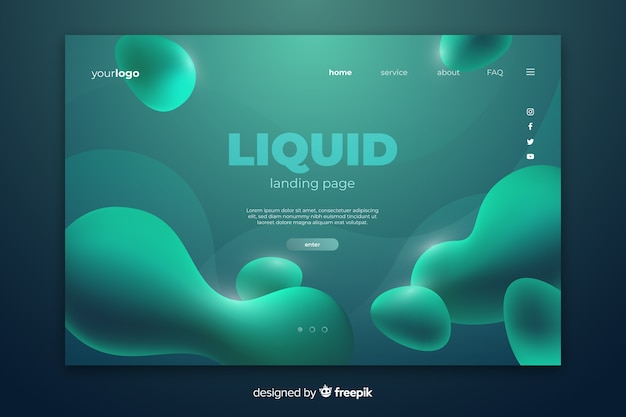 Free vector abstract liquid landing page template