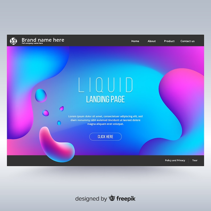 Free Vector abstract liquid landing page template