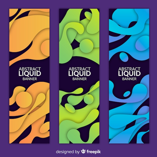 Free vector abstract liquid shape banner collection