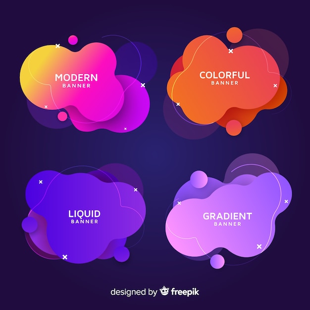 Free vector abstract liquid shapes banners