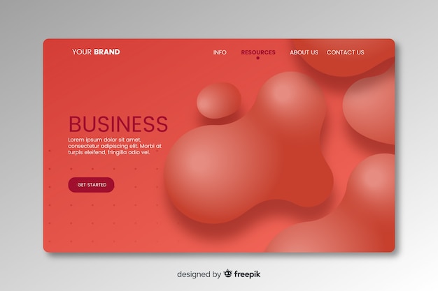 Free vector abstract liquid shapes landing page template