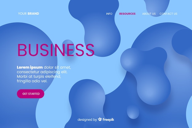 Free vector abstract liquid shapes landing page template