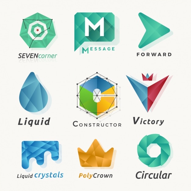 Free vector abstract logos made of polygons