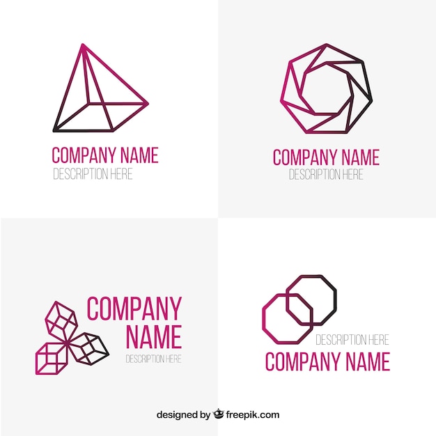 Free vector abstract logos in pink tones