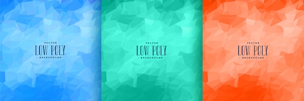Free vector abstract low poly background set in three colors