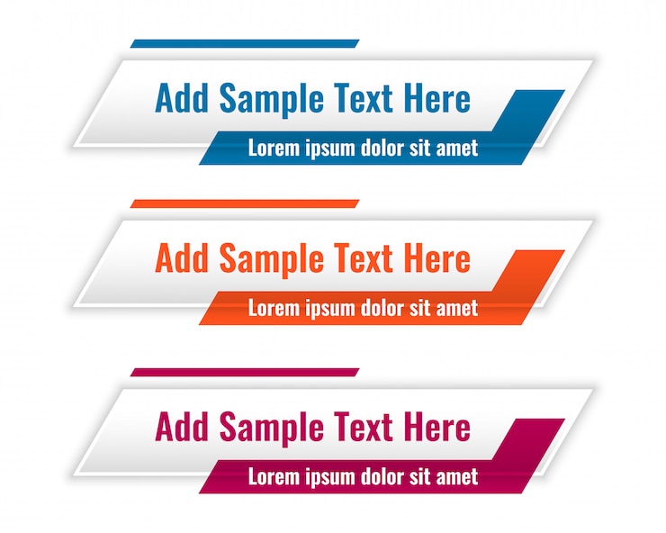 Free Vector abstract lower third geometric banners in three colors