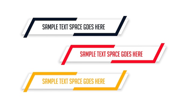 Бесплатное векторное изображение Абстрактные нижние третьи заголовки бар современный баннер в наборе из трех