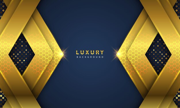 Abstract luxury background overlapping layers on dark space with golden glow effect