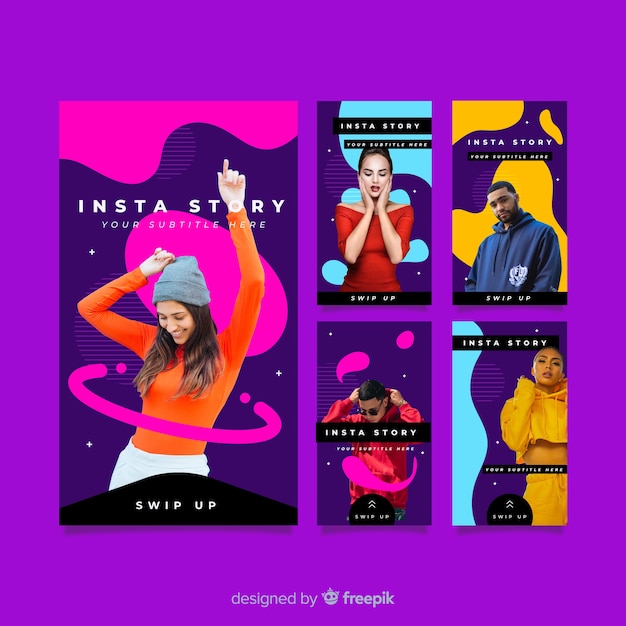 Free vector abstract magenta instagram stories template