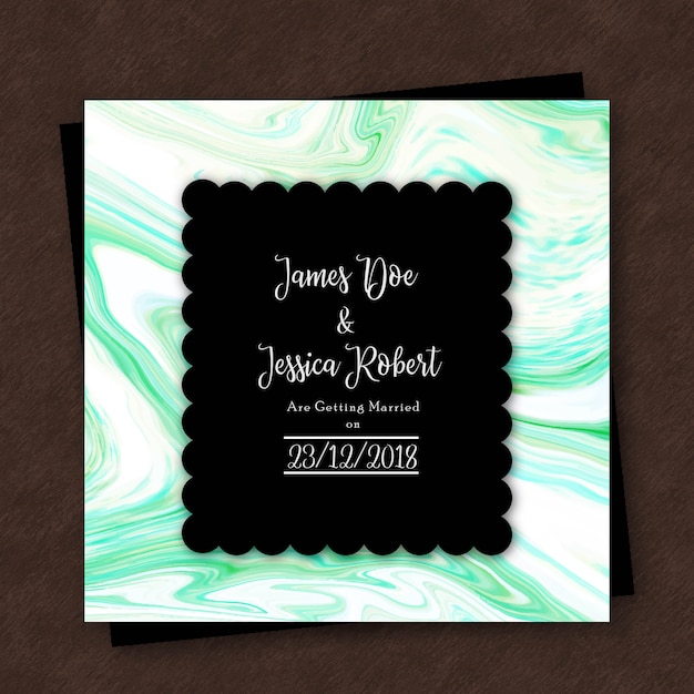 Free vector abstract marble texture wedding invitation card template